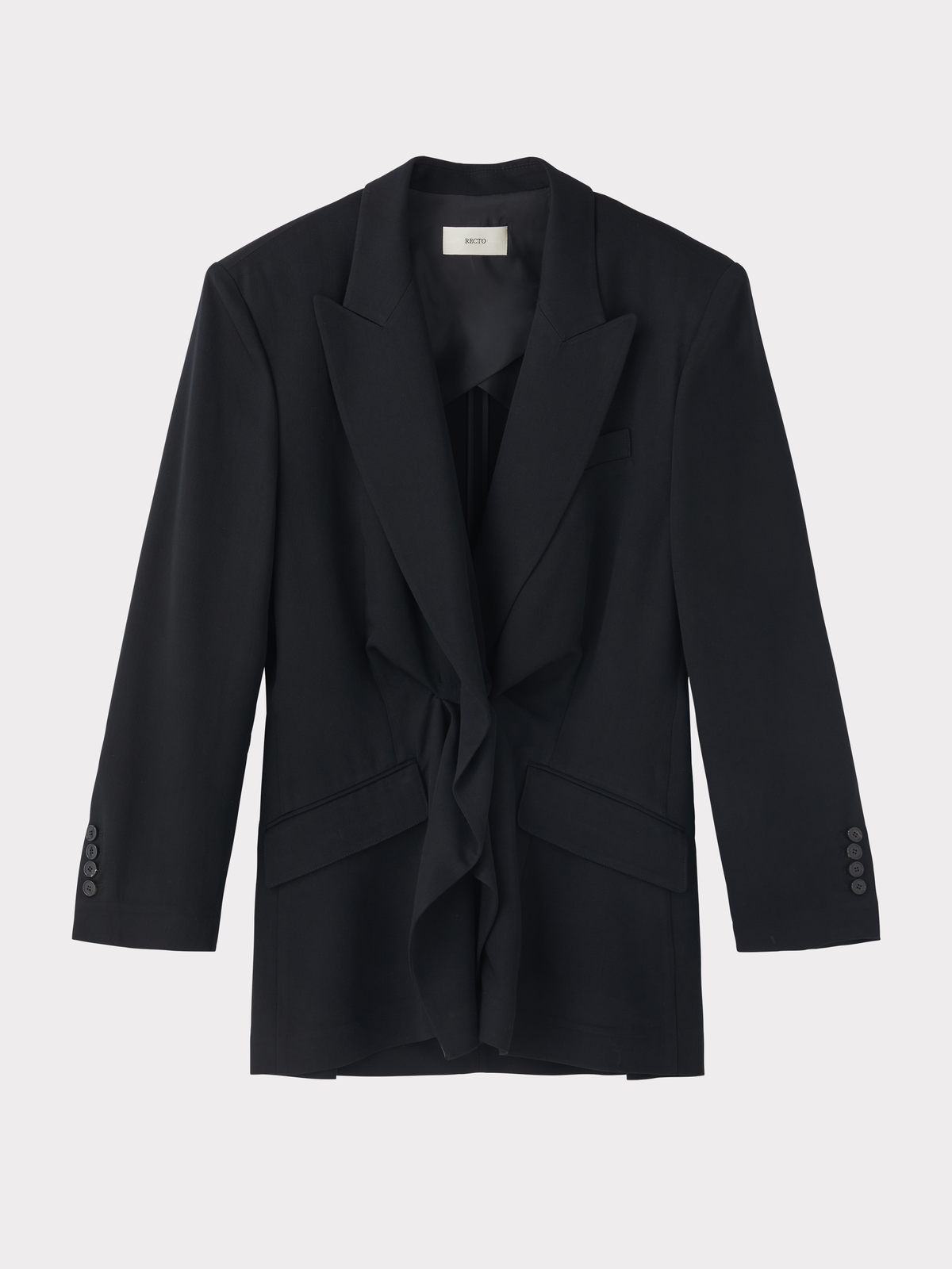 Recto - Draped Detail Tailored Jacket (Black) product image 3 | TRAB K-Fashion Australia