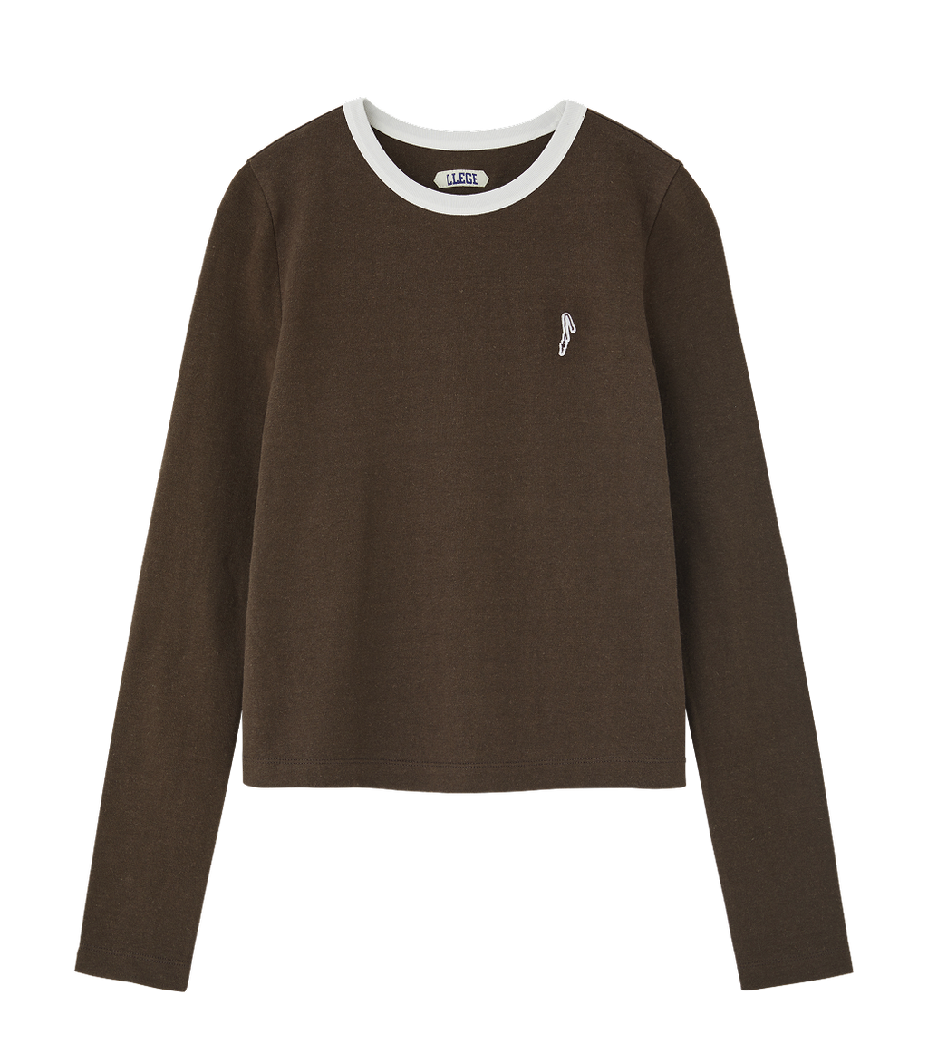 Llege - Womens Ringer Long Sleeve T-Shirt (Brown) product image 1 | TRAB K-Fashion Australia