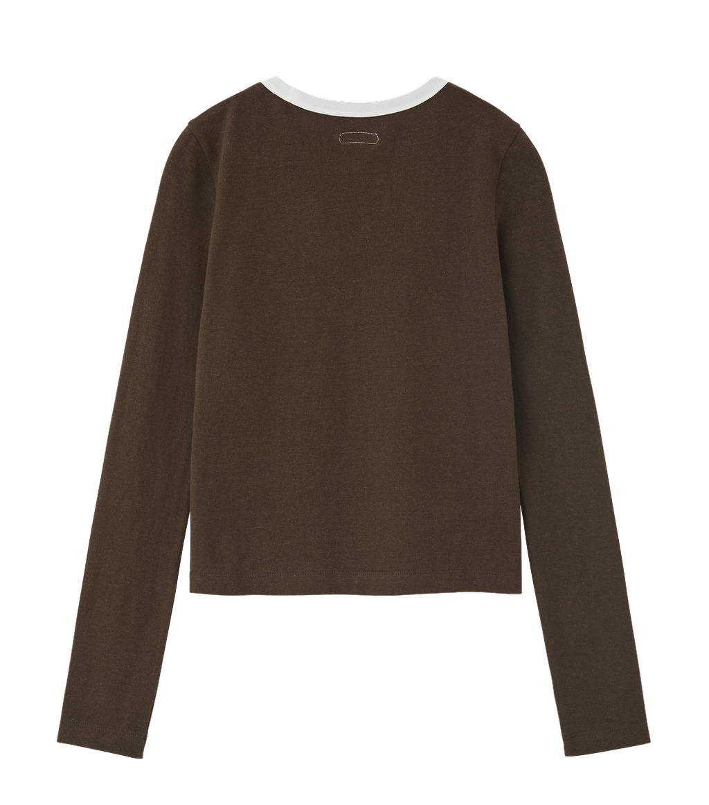 Llege - Womens Ringer Long Sleeve T-Shirt (Brown) product image 2 | TRAB K-Fashion Australia