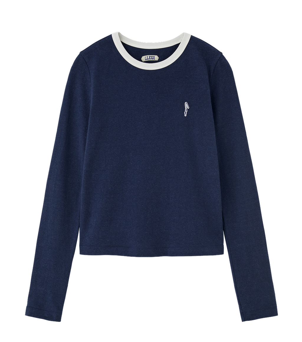 Llege - Womens Ringer Long Sleeve T-Shirt (Navy) product image 1 | TRAB K-Fashion Australia