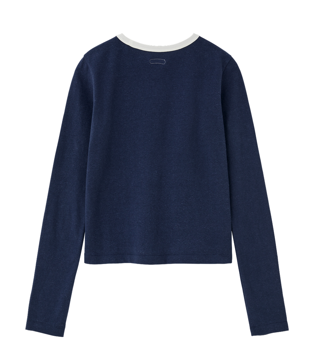 Llege - Womens Ringer Long Sleeve T-Shirt (Navy) product image 2 | TRAB K-Fashion Australia