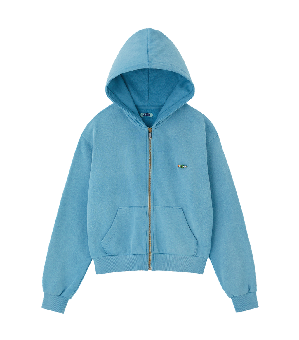 Llege - Cube Logo Cropped Hoody Zip-Up (Blue) product image 1 | TRAB K-Fashion Australia