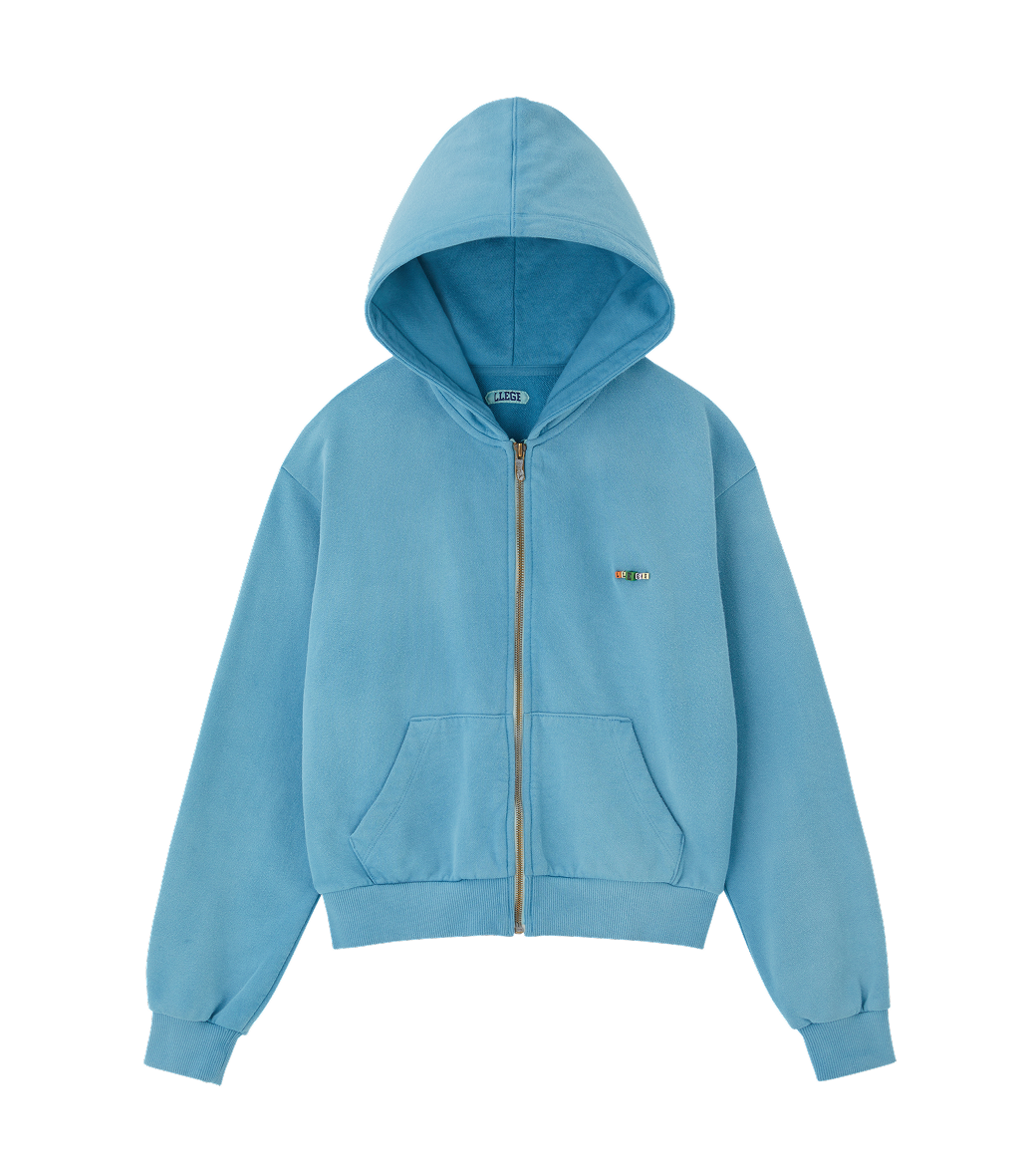 Llege - Cube Logo Cropped Hoody Zip-Up (Blue) product image 1 | TRAB K-Fashion Australia