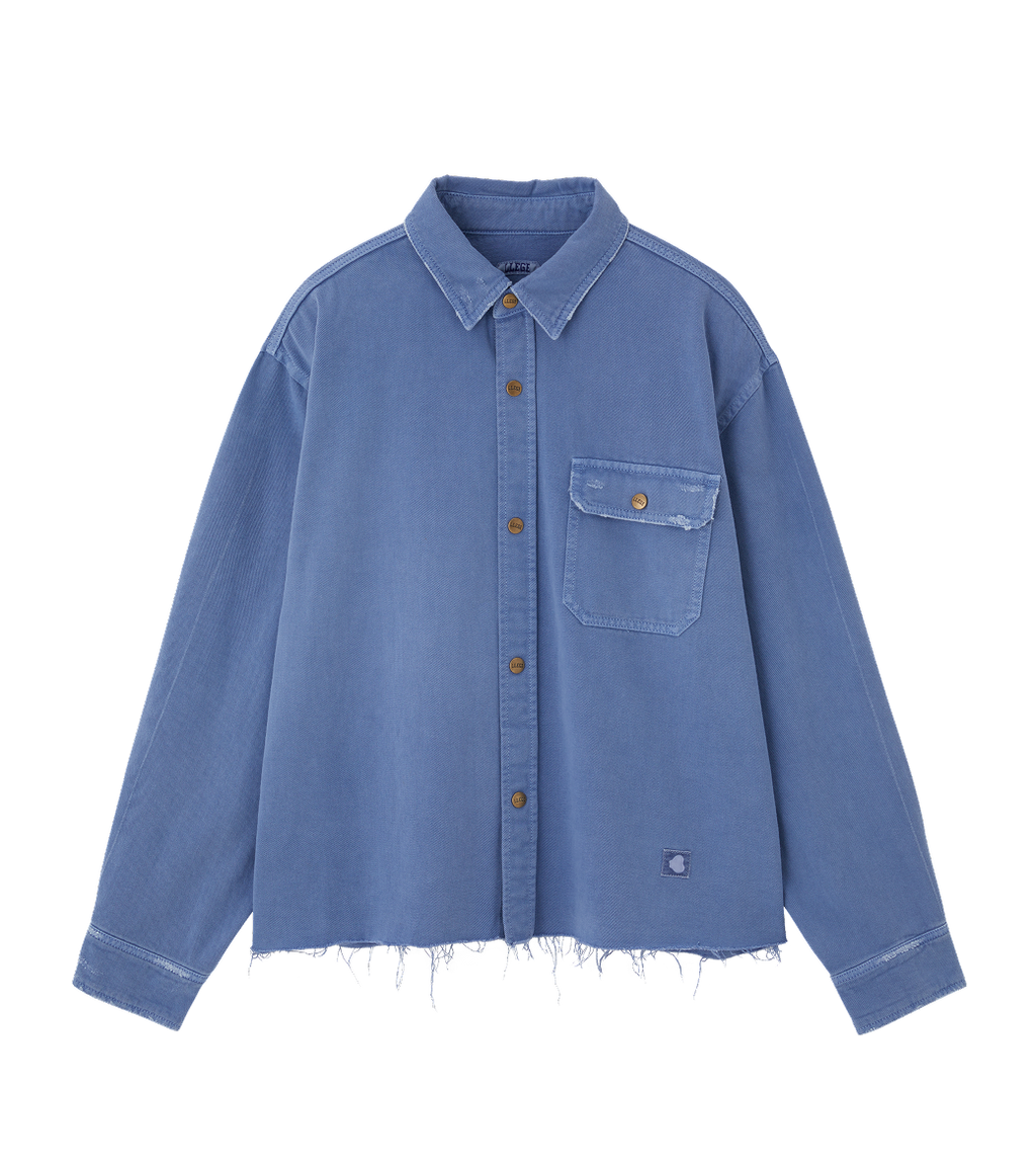 Llege - Distressed Denim Shirt Jacket (Blue) product image 1 | TRAB K-Fashion Australia