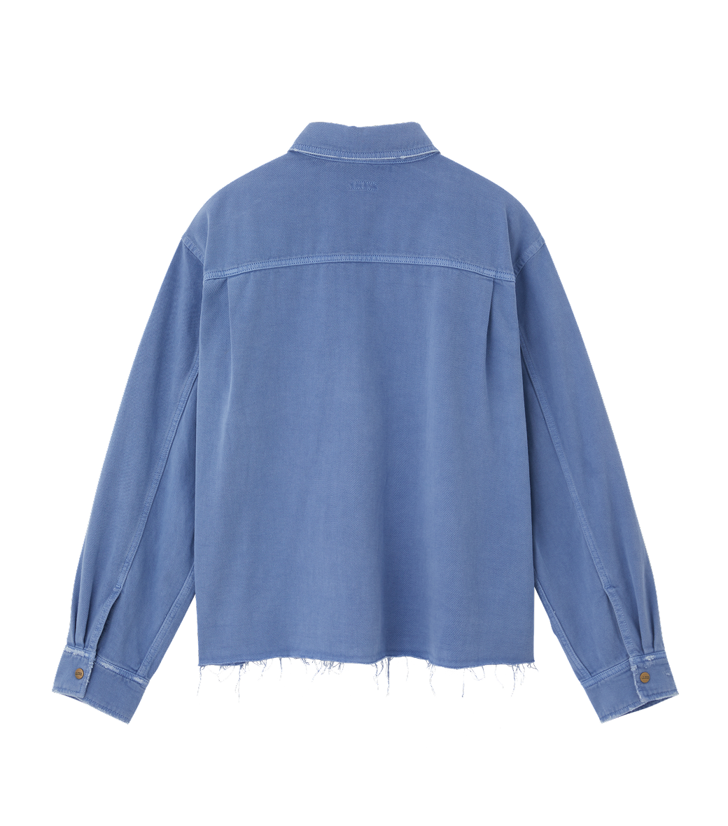 Llege - Distressed Denim Shirt Jacket (Blue) product image 2 | TRAB K-Fashion Australia