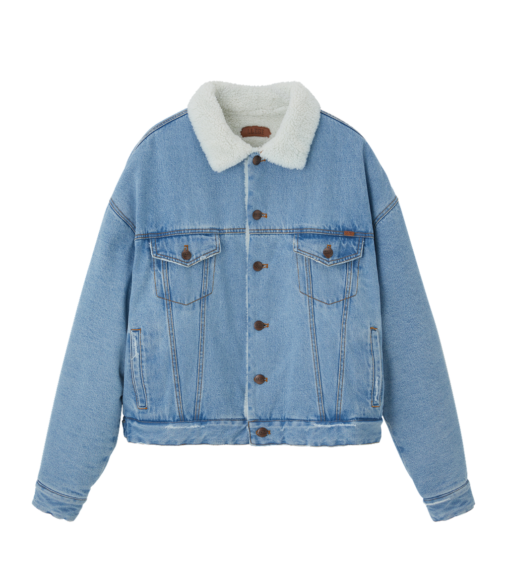 Llege - Shearling Denim Trucker Jacket (Light Blue) product image 1 | TRAB K-Fashion Australia