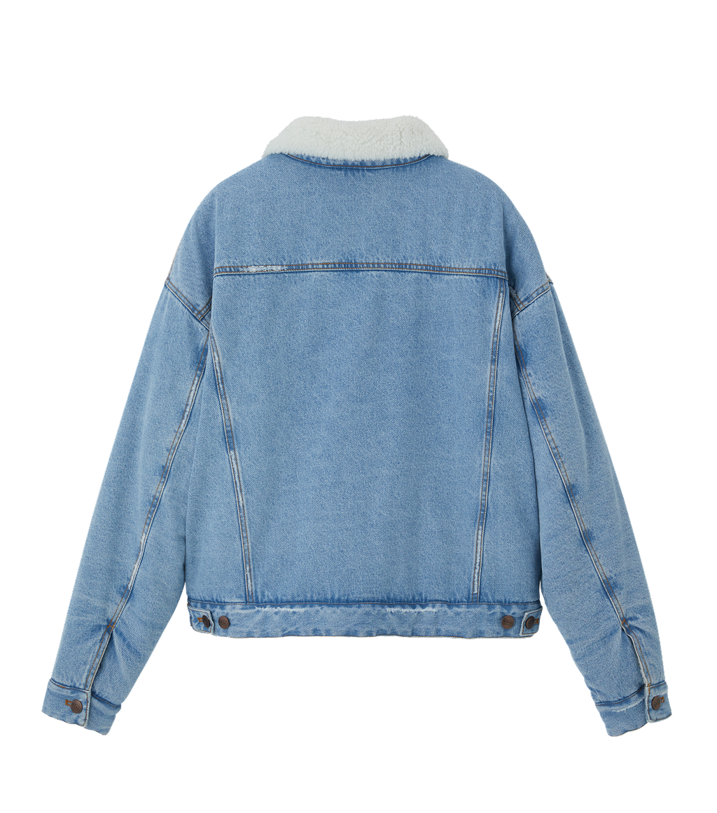 Llege - Shearling Denim Trucker Jacket (Light Blue) product image 2 | TRAB K-Fashion Australia