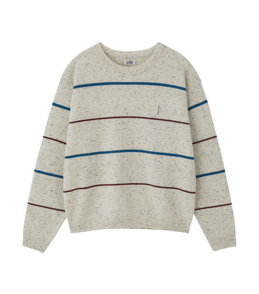 Llege - Melange Stripe Knit Sweater (Oatmeal) product image 1 | TRAB K-Fashion Australia
