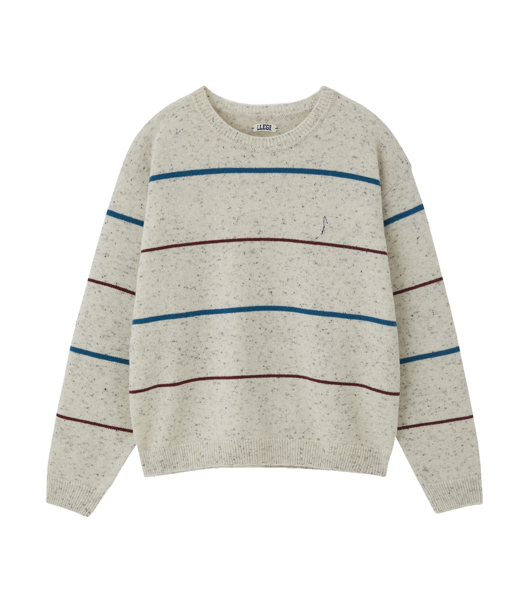 Llege - Melange Stripe Knit Sweater (Oatmeal) product image 1 | TRAB K-Fashion Australia