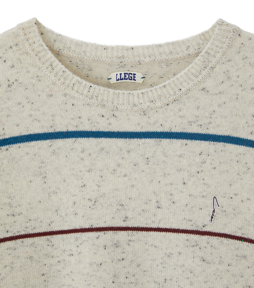 Llege - Melange Stripe Knit Sweater (Oatmeal) product image 3 | TRAB K-Fashion Australia
