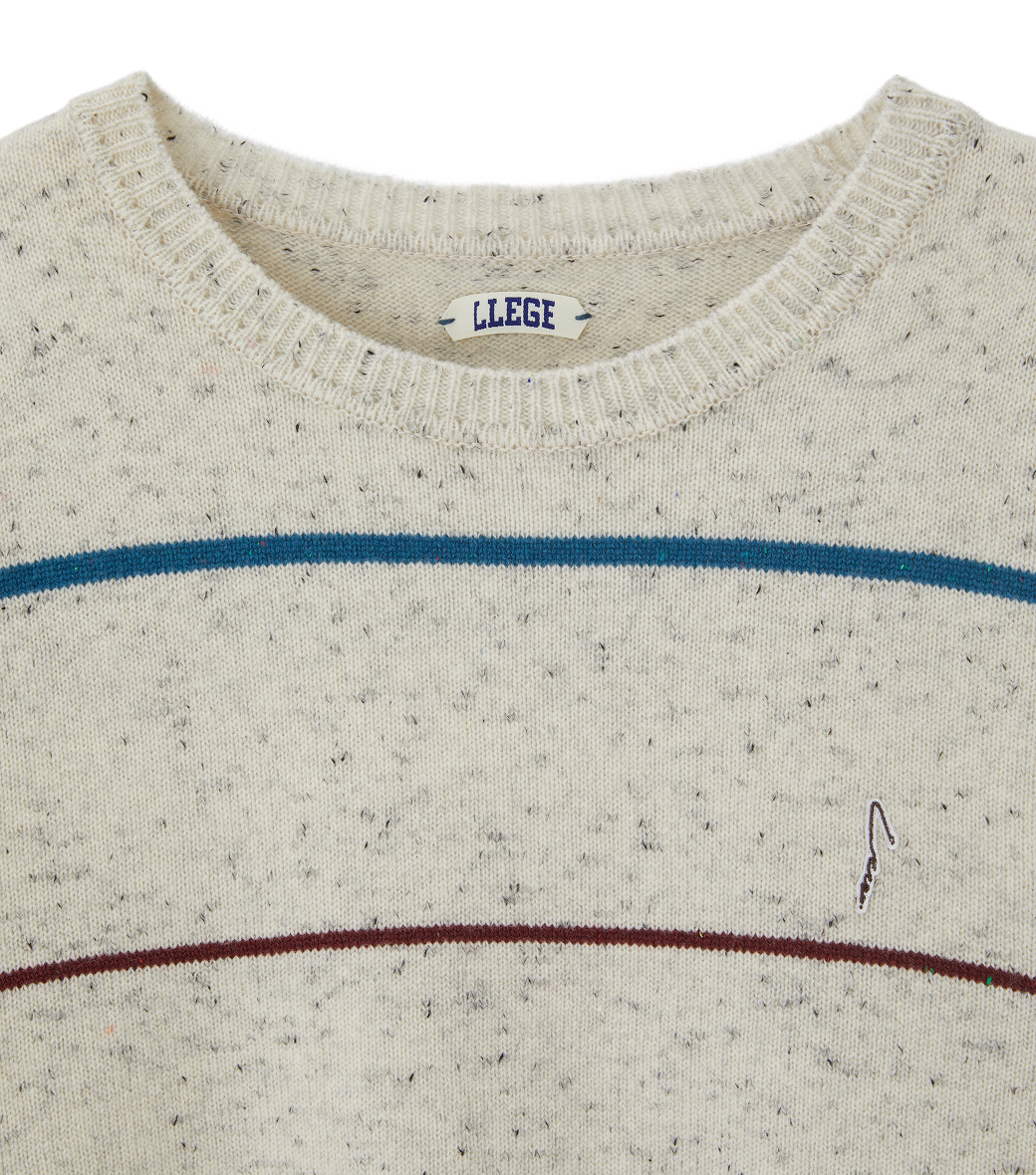 Llege - Melange Stripe Knit Sweater (Oatmeal) product image 3 | TRAB K-Fashion Australia