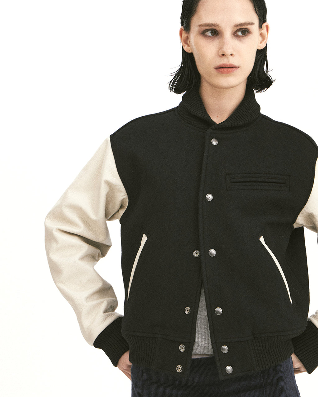 Eastlogue - Stadium Jumper (Black Melton Wool) product image 2 | TRAB K-Fashion Australia