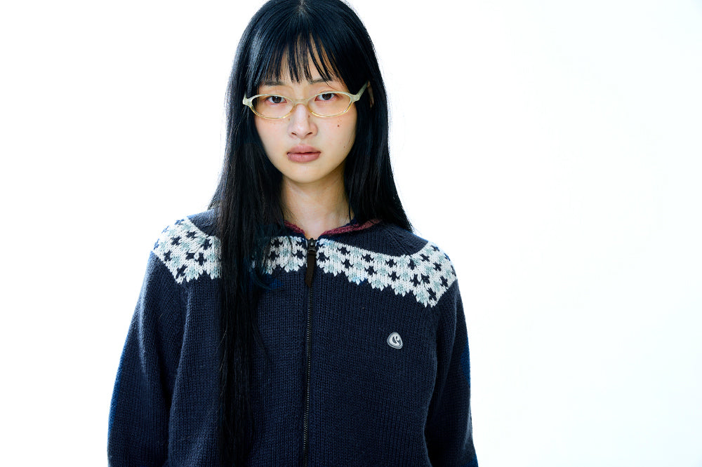Coyseio - Mossy Cowichan Knit Jacket (Navy) product image 3 | TRAB K-Fashion Australia
