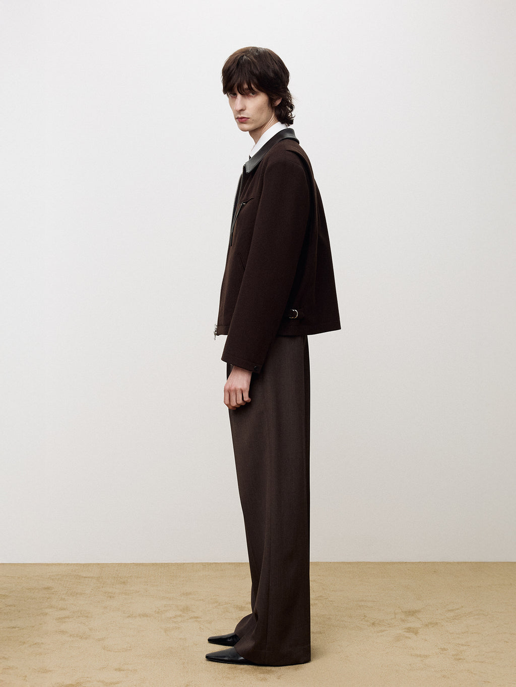 Tonywack - Leather Trim Wool Blouson (Dark Brown) product image 3 | TRAB K-Fashion Australia
