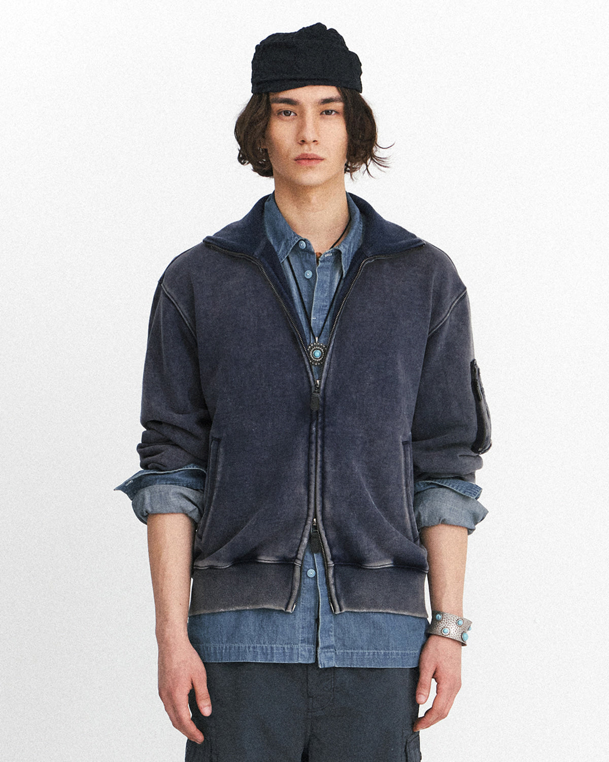 Eastlogue - Flight Zip Up Sweat (Vintage Navy) product image 2 | TRAB K-Fashion Australia