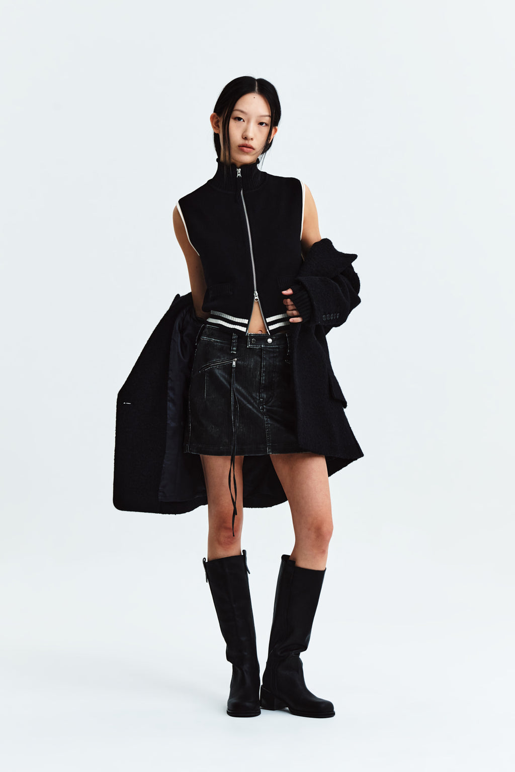 Matin Kim - Spell Point Stripe Knit Vest (Black) product image 10 | TRAB K-Fashion Australia