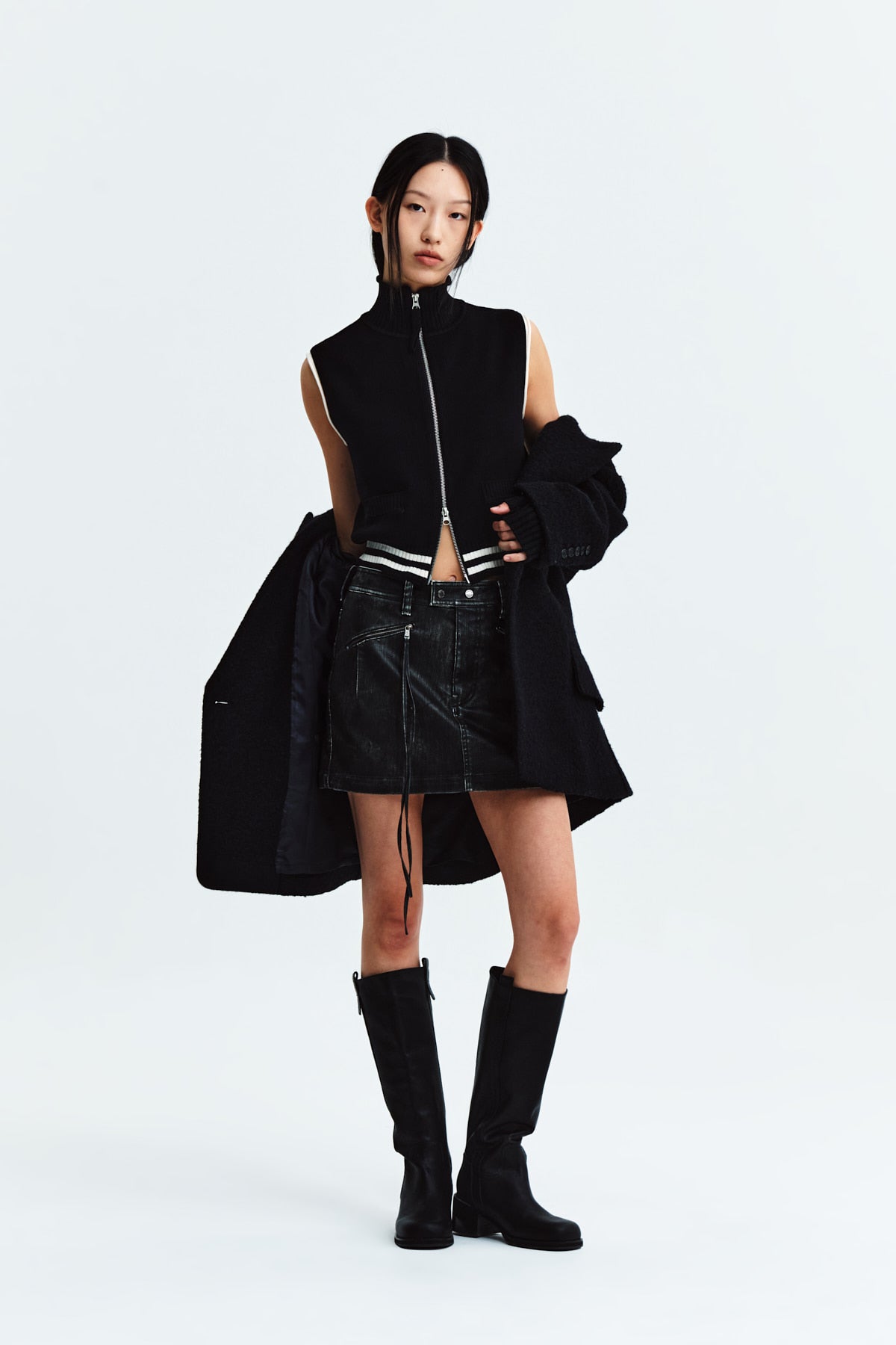 Matin Kim - Spell Point Stripe Knit Vest (Black) product image 10 | TRAB K-Fashion Australia