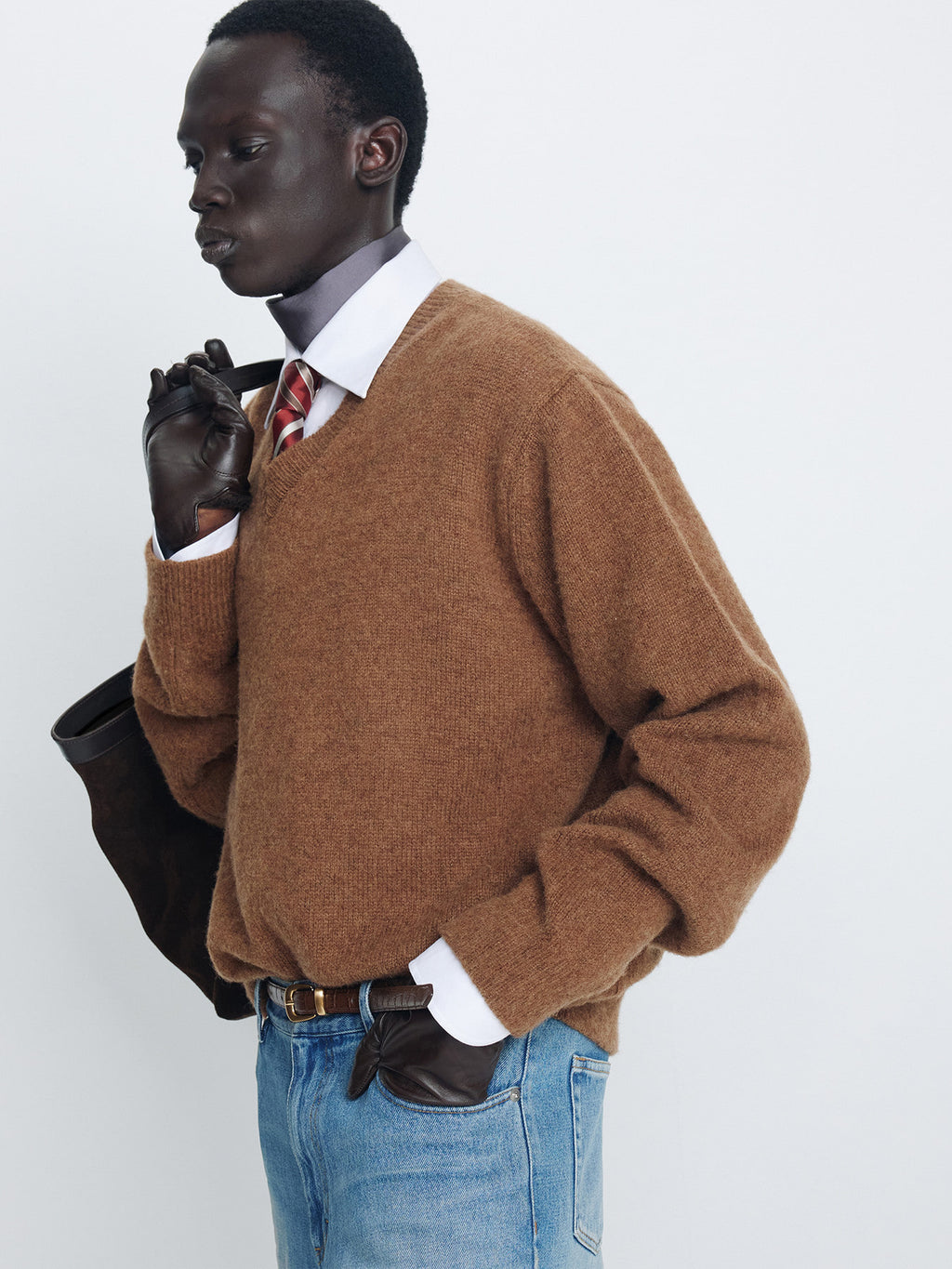 Tonywack - Brushed Shaggy Dog V-Neck Knit (Camel) product image 5 | TRAB K-Fashion Australia