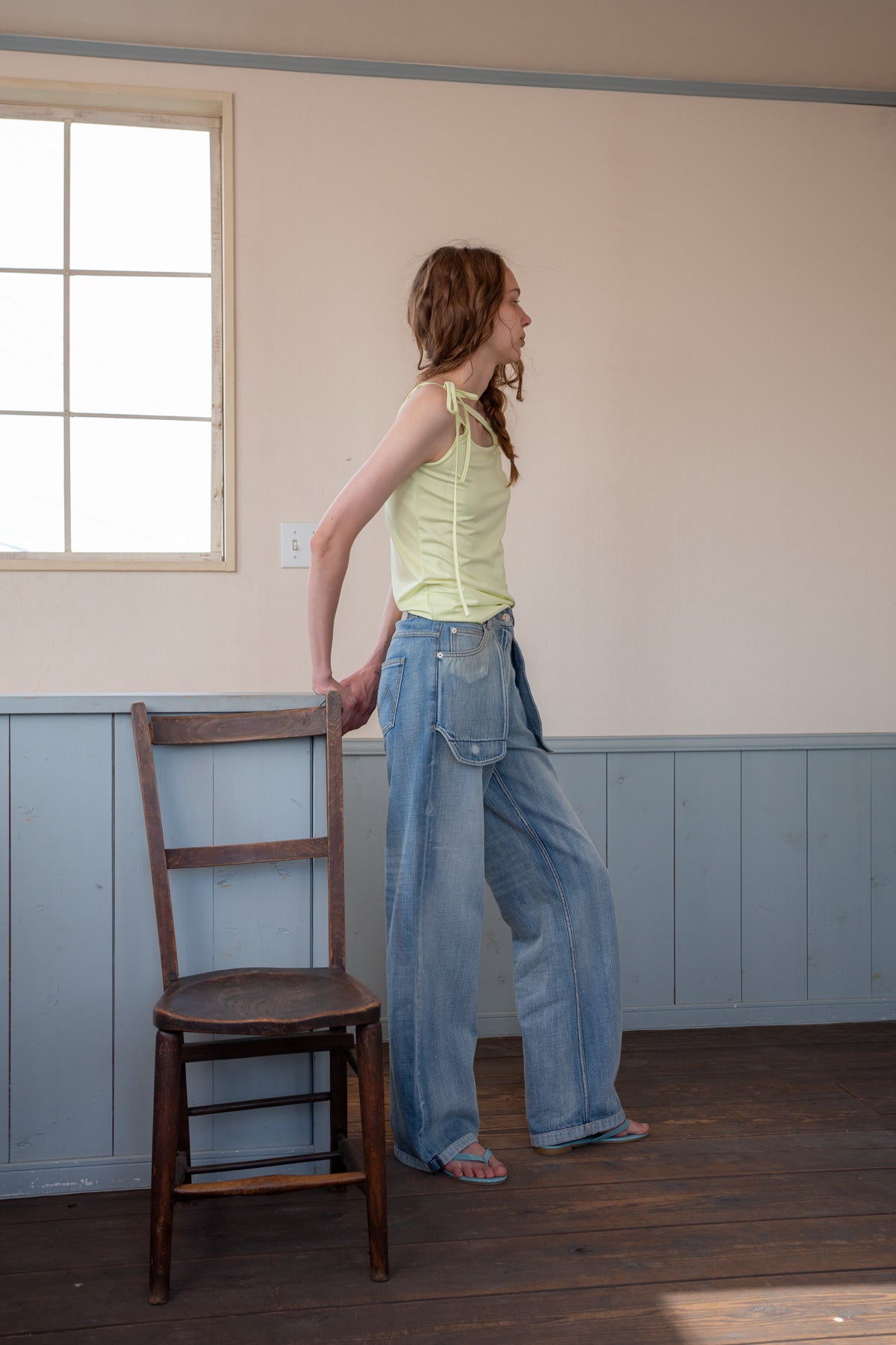 Matin Kim - Out Pocket Washed Denim Pants (Light Blue) product image 9 | TRAB K-Fashion Australia