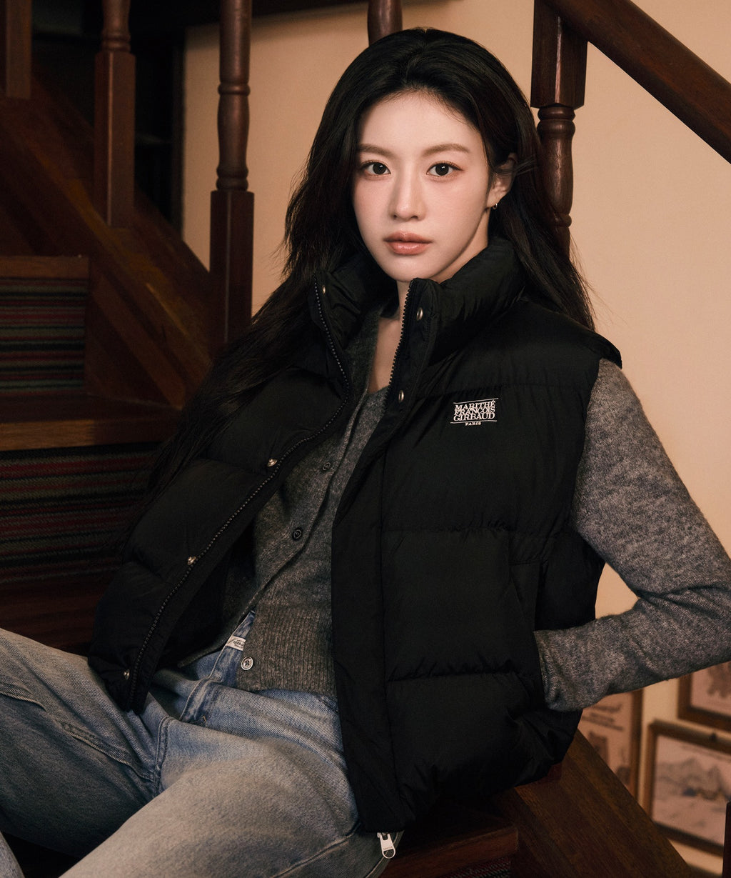 Marithe & Francois Girbaud - Classic Logo Crop Down Vest (Black) product image 1 | TRAB K-Fashion Australia