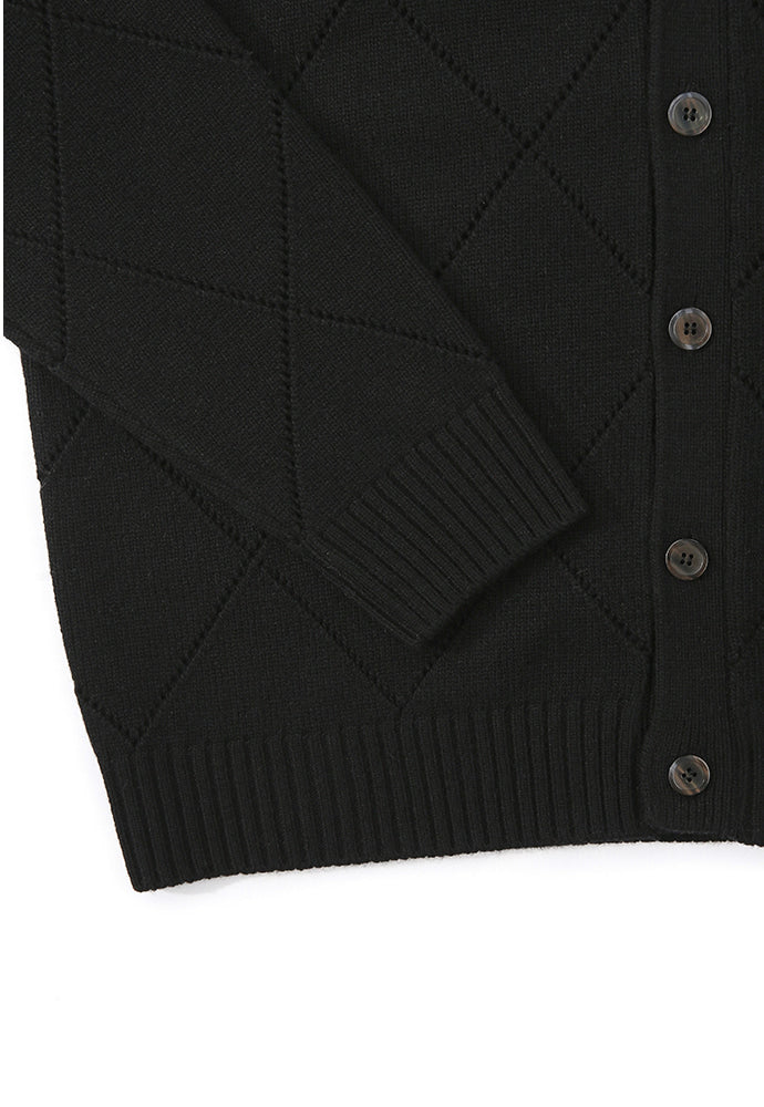Tonywack - Slashed Argyle Cashmere Cardigan (Black) product image 8 | TRAB K-Fashion Australia