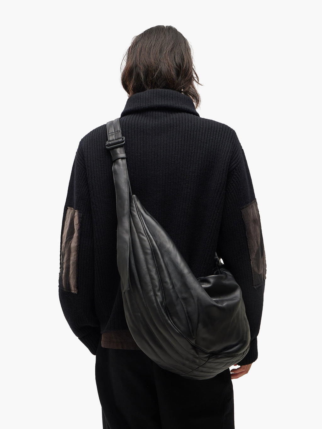 Jiyong Kim - Draped Leather Shoulder Bag (Black) product image 5 | TRAB K-Fashion Australia