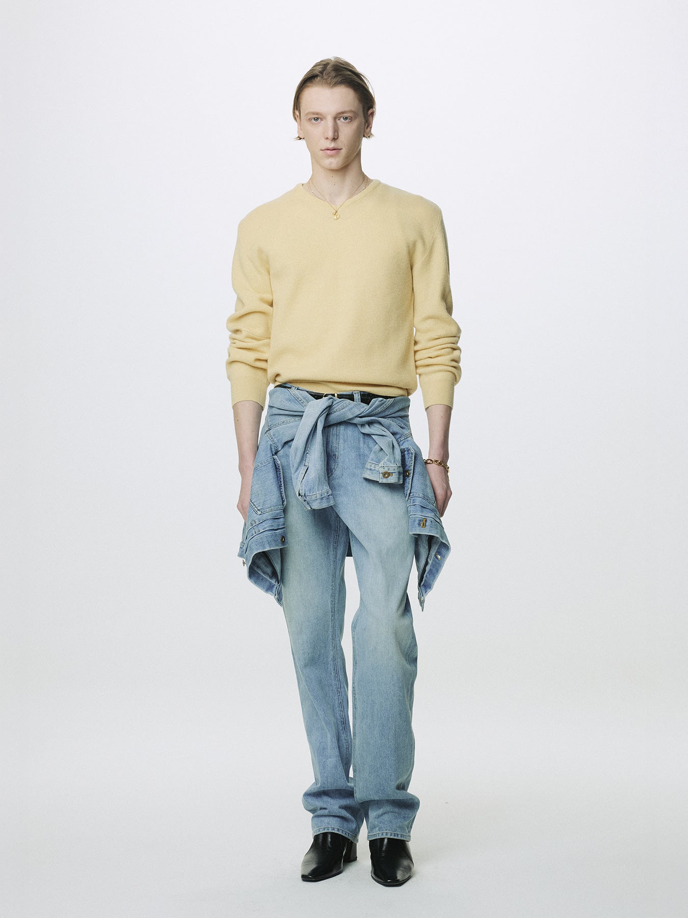 Tonywack - Super Fine Wool Commando V-Neck Knit (Pale Yellow) product image 1 | TRAB K-Fashion Australia