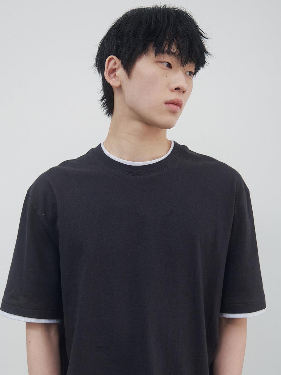 Kijun - Double Layered Tee (Charcoal) product image 1 | TRAB K-Fashion Australia