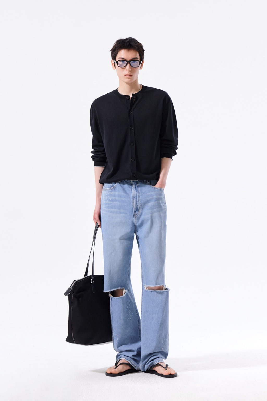 Matin Kim - Back Logo Sheer Cardigan (Black) product image 11 | TRAB K-Fashion Australia