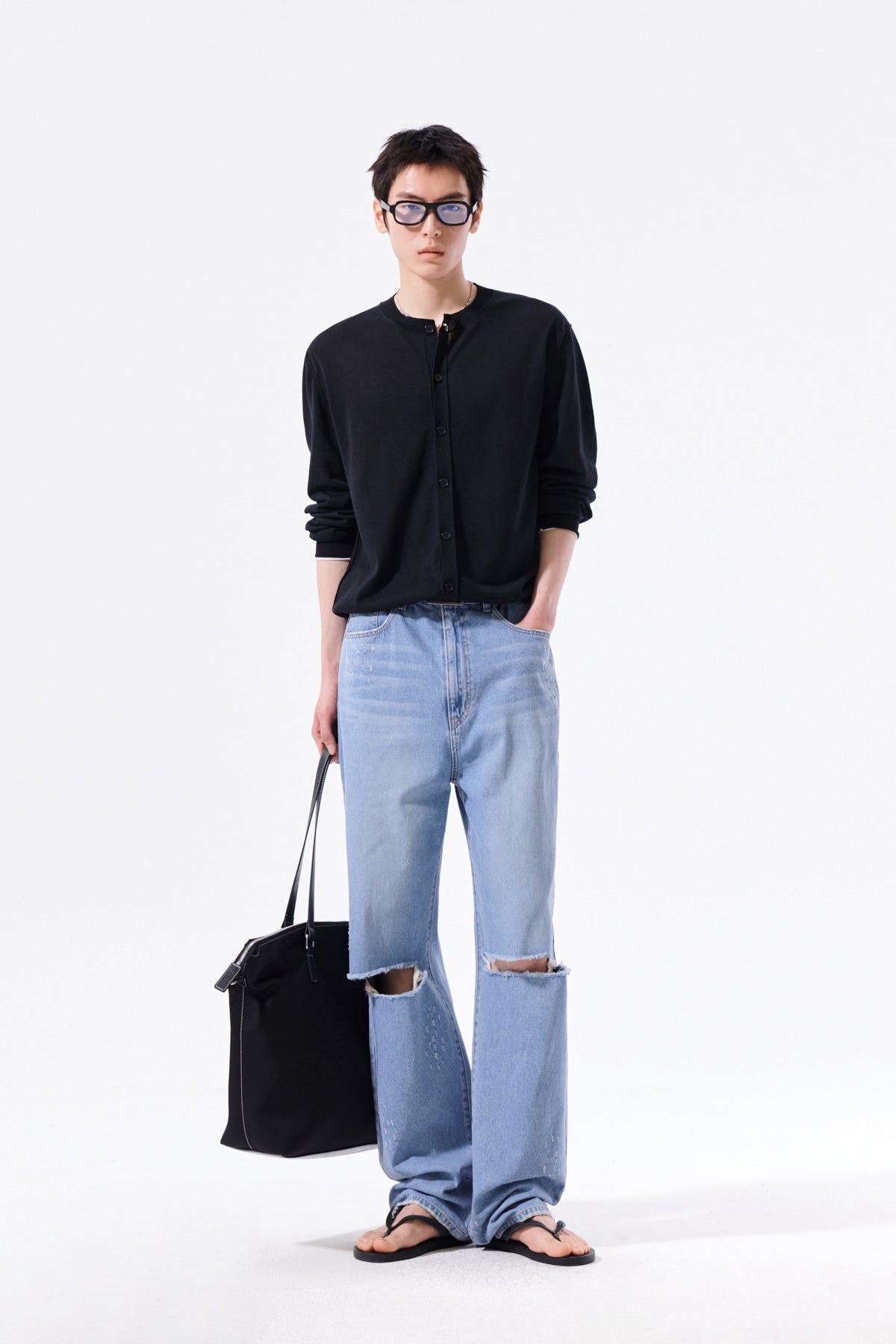 Matin Kim - Back Logo Sheer Cardigan (Black) product image 11 | TRAB K-Fashion Australia