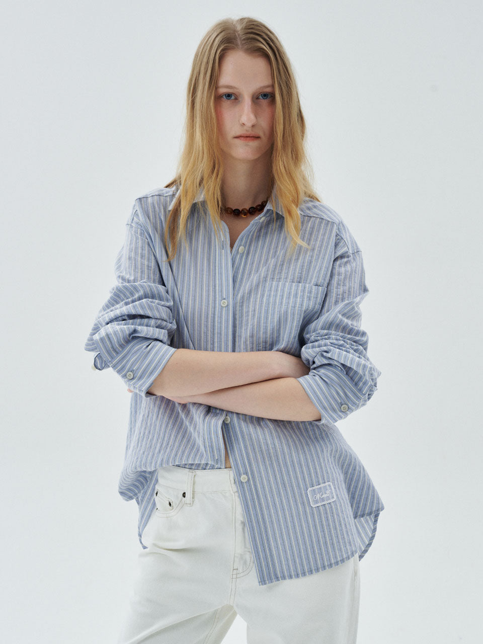 Mardi Mercredi - [Pre-Order – Ships October 2] Relaxed Fit Shirt Stripe (Sky) product image 1 | TRAB K-Fashion Australia