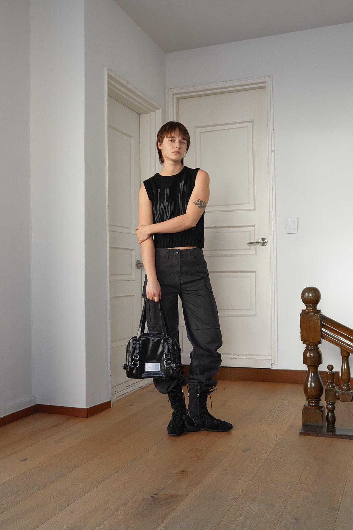 Matin Kim - Washed Cotton Cargo Pants (Charcoal) product image 11 | TRAB K-Fashion Australia