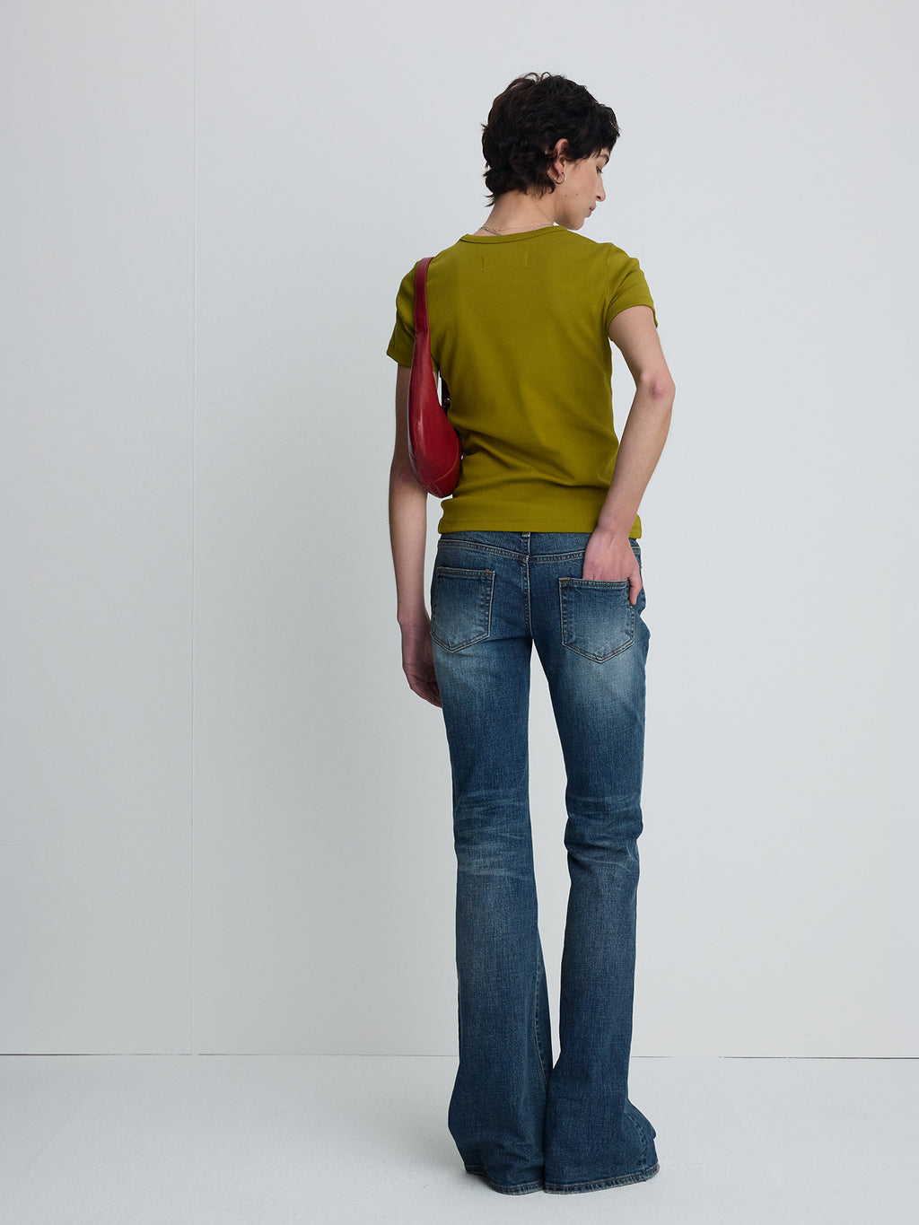 Tonywack - Low-Rise Denim Bootcut Trousers (Washed Mid Blue) product image 4 | TRAB K-Fashion Australia