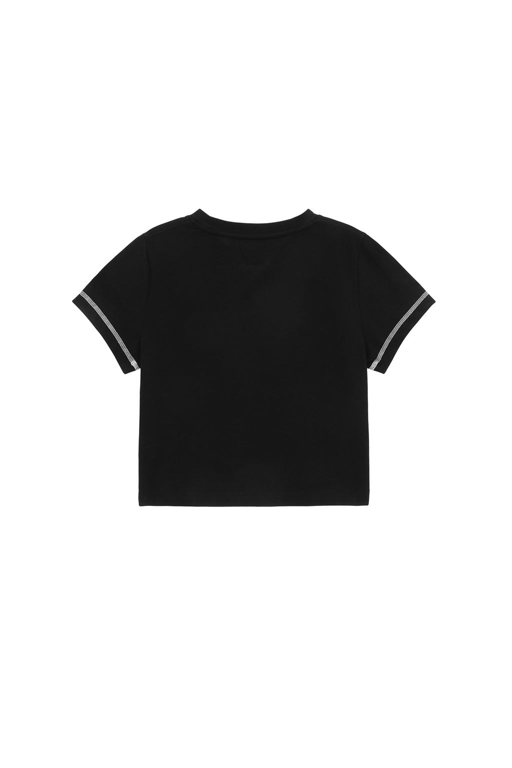 Matin Kim - Matin Small Line Logo Stitch Crop Top (Black) product image 2 | TRAB K-Fashion Australia