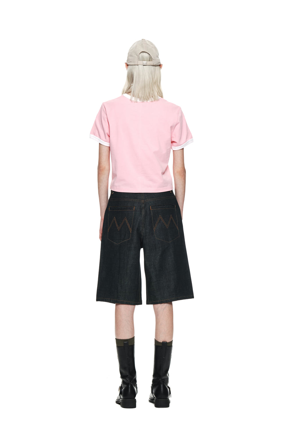 Matin Kim - Circle Logo Ringer Crop Top (Pink) product image 7 | TRAB K-Fashion Australia