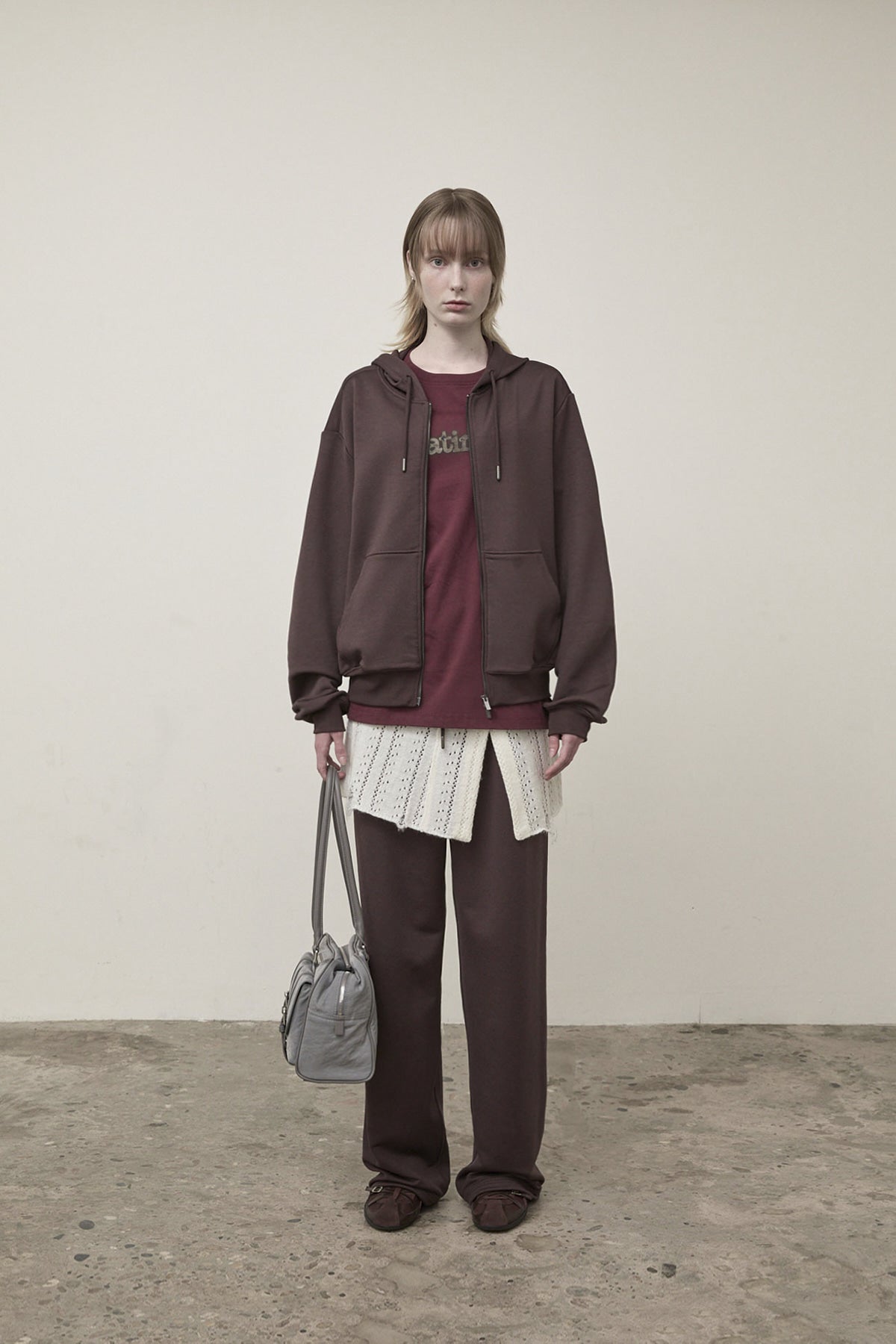 Matin Kim - Back Logo Glitter Hoody Zip Up (Brown) product image 5 | TRAB K-Fashion Australia