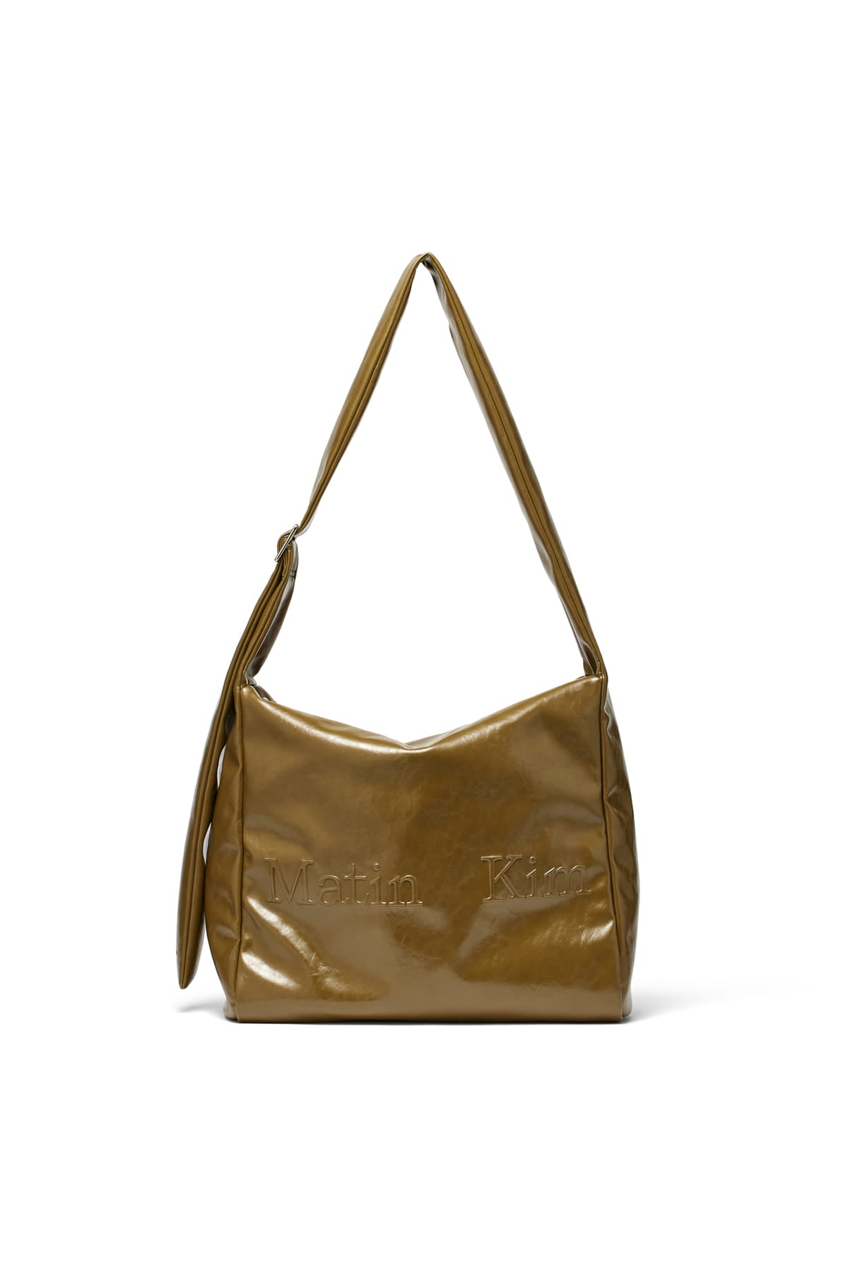 Matin Kim - Embossed Logo Leather Shoulder Bag (Khaki) product image 1 | TRAB K-Fashion Australia