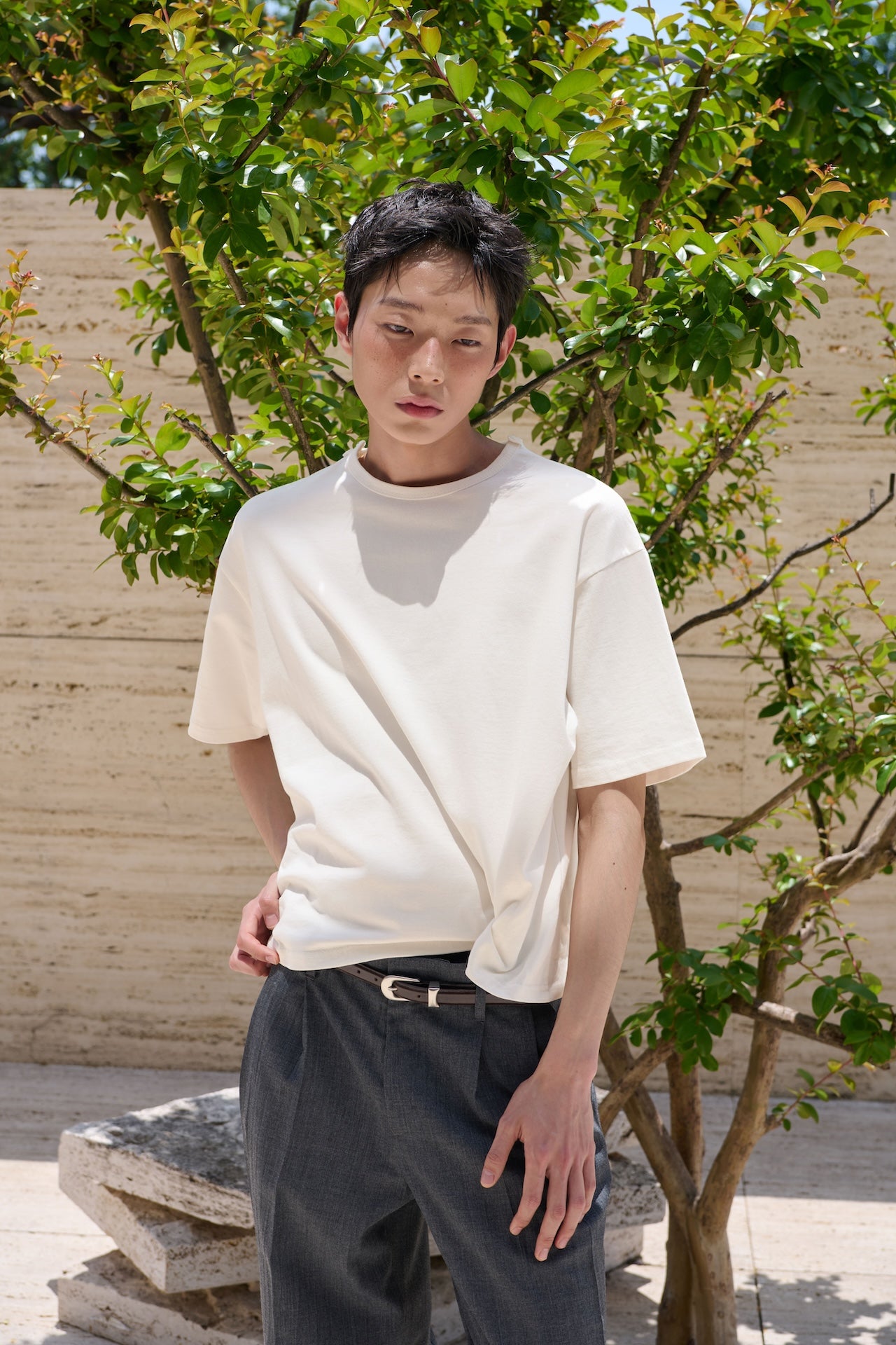 STU - Overlap Crop T-shirt (Ivory) product image 9 | TRAB K-Fashion Australia