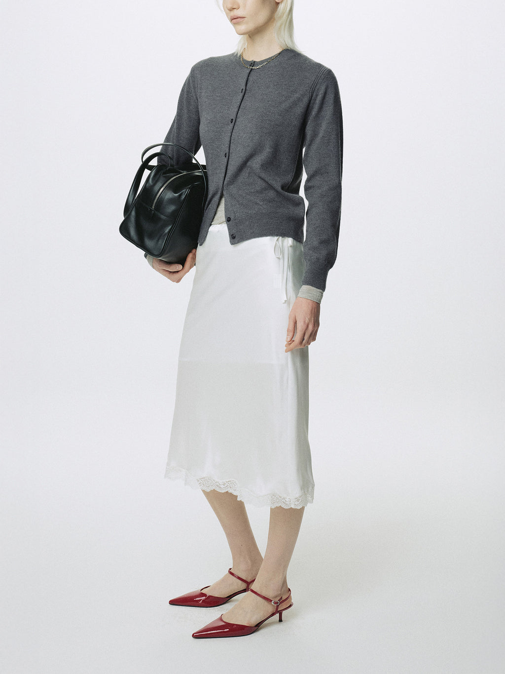 Tonywack - Silk Midi Skirt (Off White) product image 4 | TRAB K-Fashion Australia