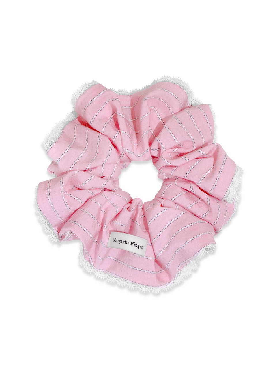 Margarin Fingers - Striped Lace Scrunch (Pink) product image 1 | TRAB K-Fashion Australia