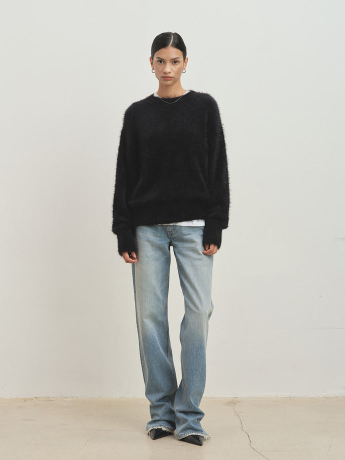 Tonywack - Faux Fur Crew-Neck Top (Black) product image 2 | TRAB K-Fashion Australia