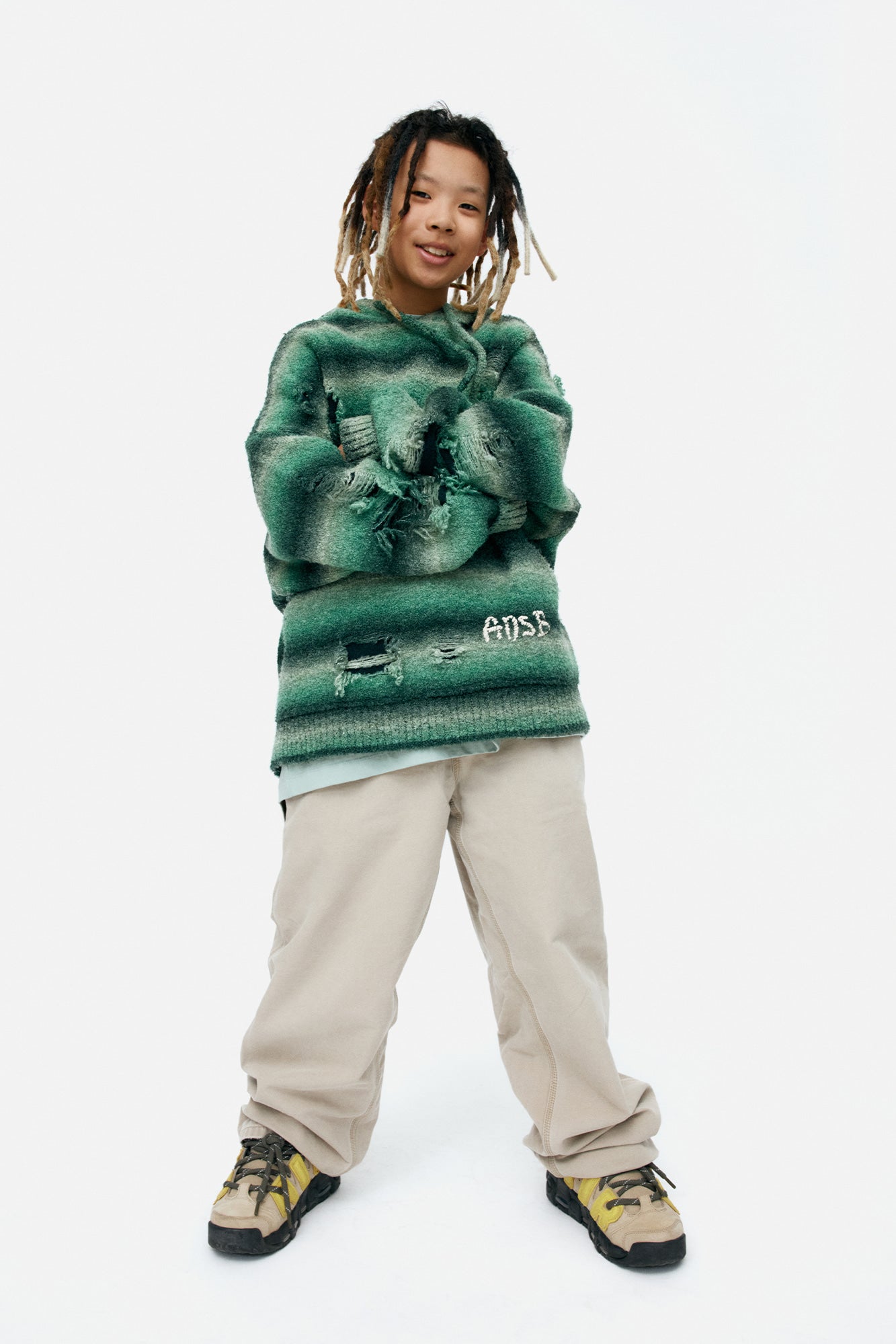 Andersson Bell - Unisex Gradient Distressed Hoodie (Green) product image 3 | TRAB K-Fashion Australia