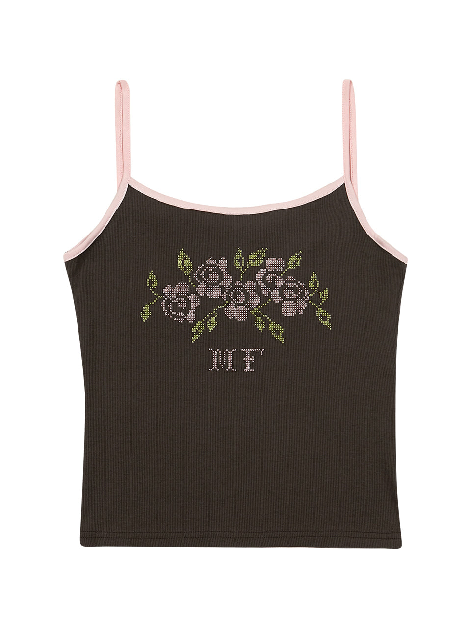 Margarin Fingers - Rose Embroidery Tank Top (Brown) product image 2 | TRAB K-Fashion Australia