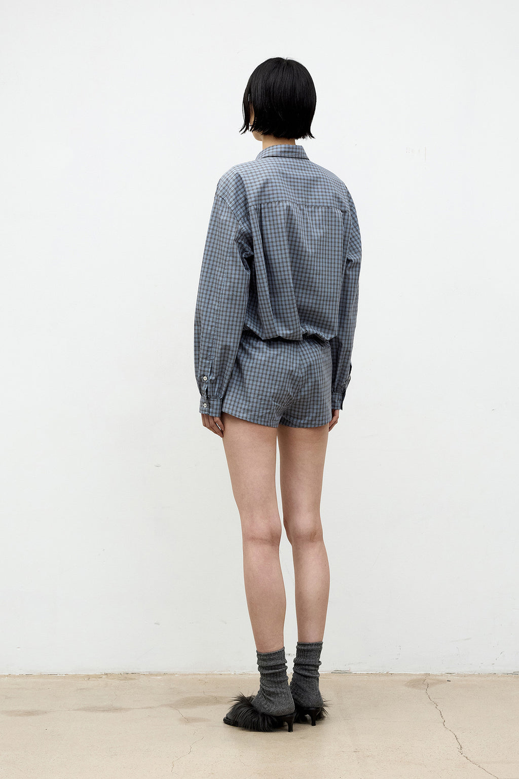 Coor - Puff Cuffs Check Shirt (Blue Check) product image 4 | TRAB K-Fashion Australia