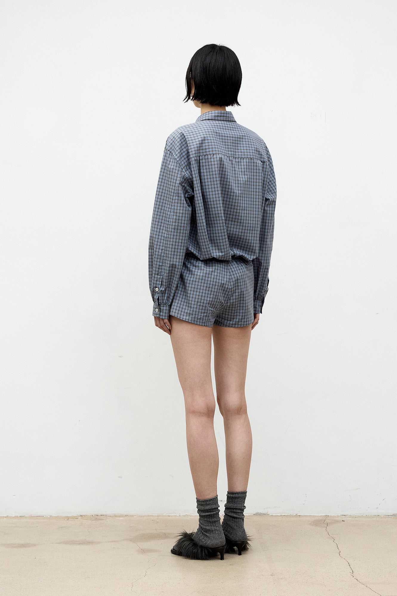 Coor - Puff Cuffs Check Shirt (Blue Check) product image 4 | TRAB K-Fashion Australia