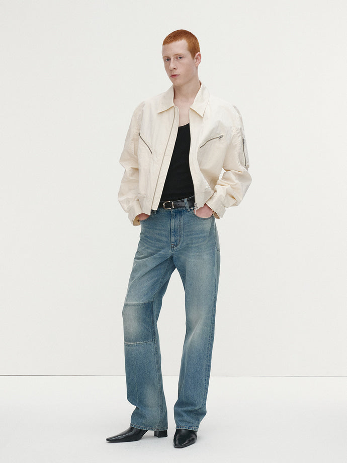 Tonywack - Straight-Leg Knee Panel Denim Jeans (Washed Vintage Light Blue) product image 4 | TRAB K-Fashion Australia