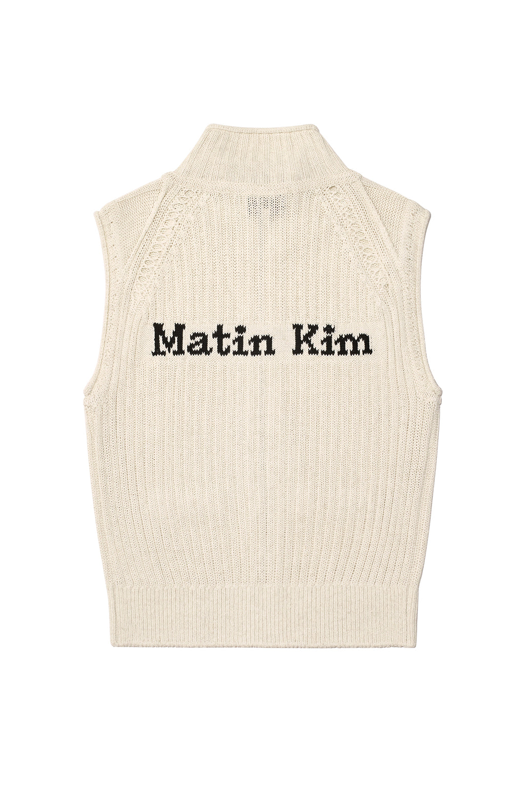 Matin Kim - Back Logo High Neck Knit Vest (Light Beige) product image 2 | TRAB K-Fashion Australia