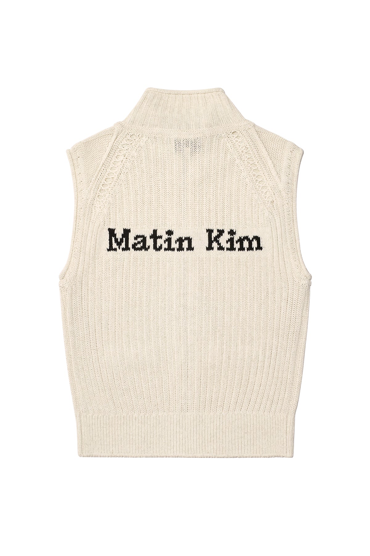 Matin Kim - Back Logo High Neck Knit Vest (Light Beige) product image 2 | TRAB K-Fashion Australia
