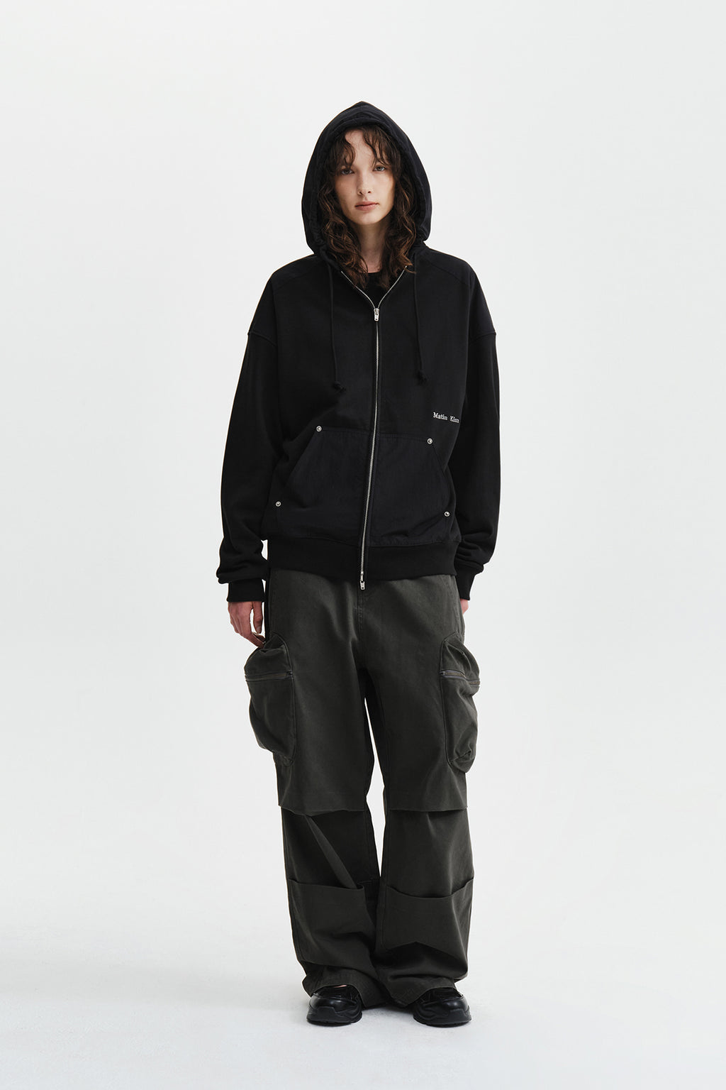 Matin Kim - Color Block Hoody Zip Up (Charcoal) product image 9 | TRAB K-Fashion Australia