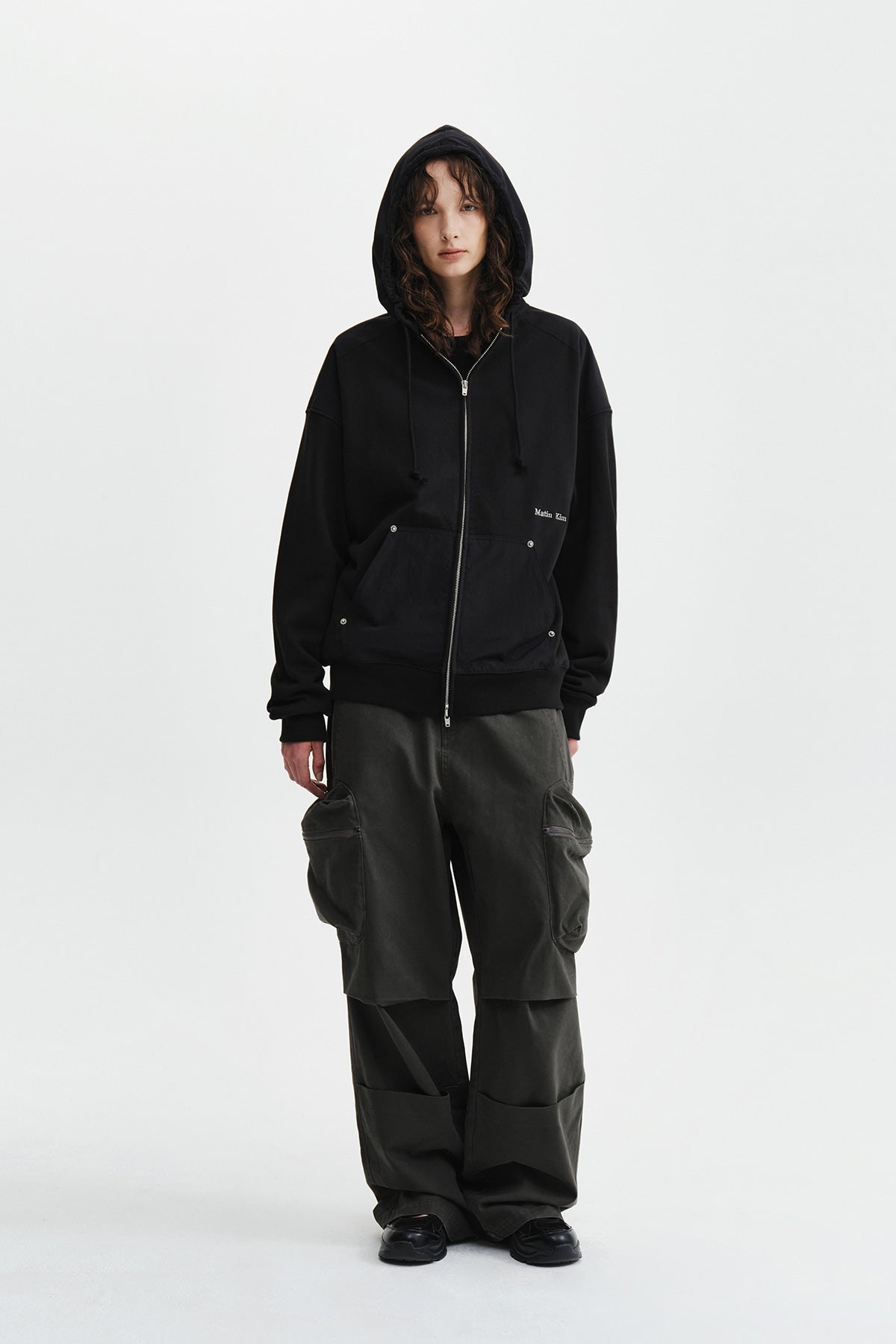 Matin Kim - Color Block Hoody Zip Up (Charcoal) product image 9 | TRAB K-Fashion Australia